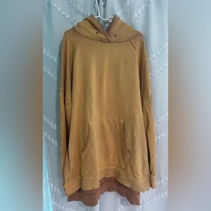 Free People Gold Distress Hoodie